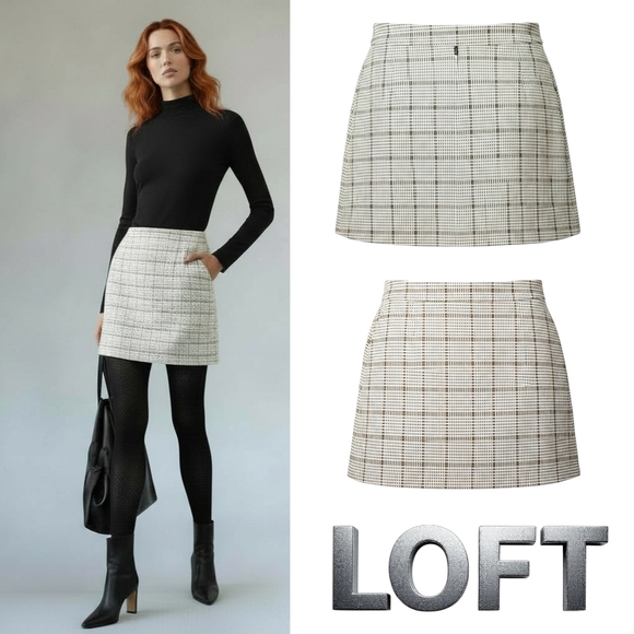 LOFT Versa Seasonless Stretch Pocket Mini Skirt Plaid Size 16 NWOT - Picture 10 of 10